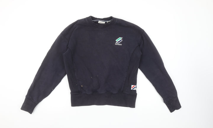Superdry Women's Black Crew Neck Pullover Sweatshirt UK 8