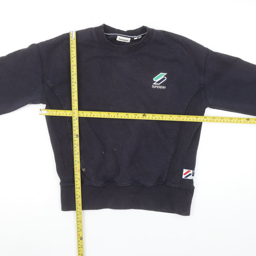 Superdry Women's Black Crew Neck Pullover Sweatshirt UK 8