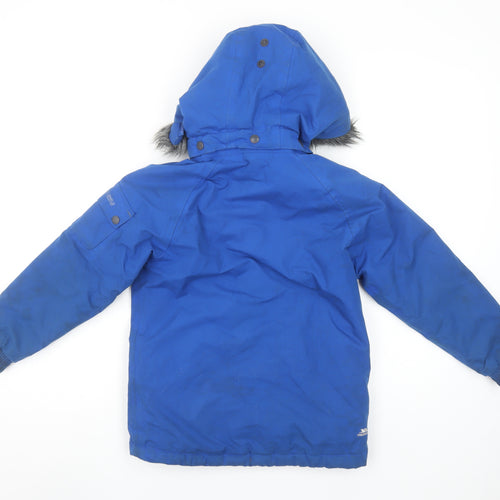 Trespass Boys Blue Waterproof Parka Coat 5-6 Years Hooded Winter Jacket