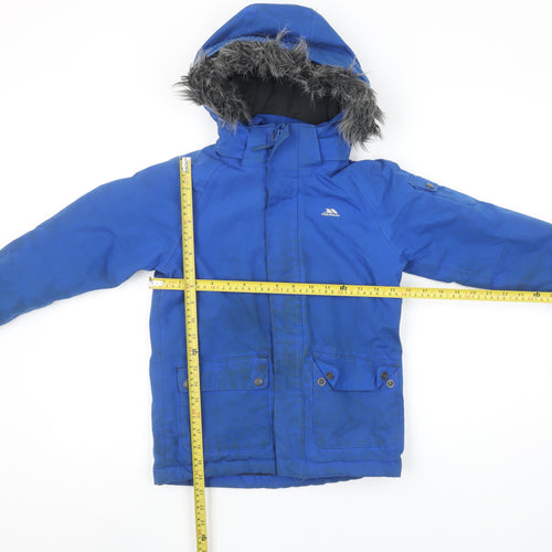 Trespass Boys Blue Waterproof Parka Coat 5-6 Years Hooded Winter Jacket