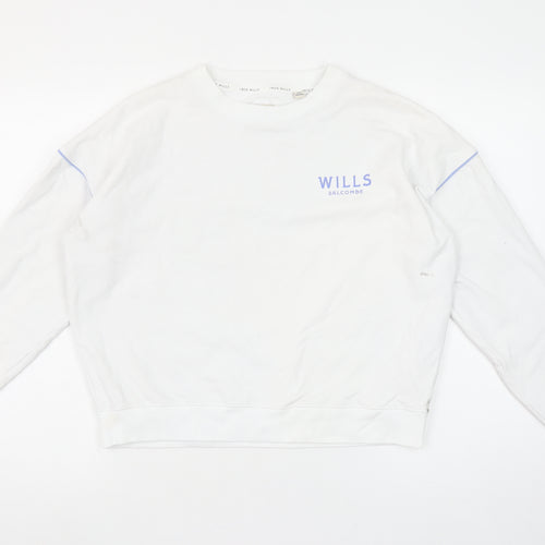 Jack Wills Women's White Crew Neck Pullover Sweatshirt UK 10
