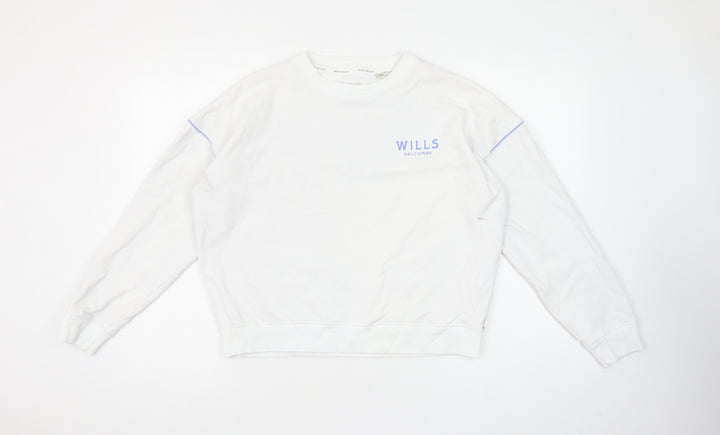Jack Wills Women's White Crew Neck Pullover Sweatshirt UK 10