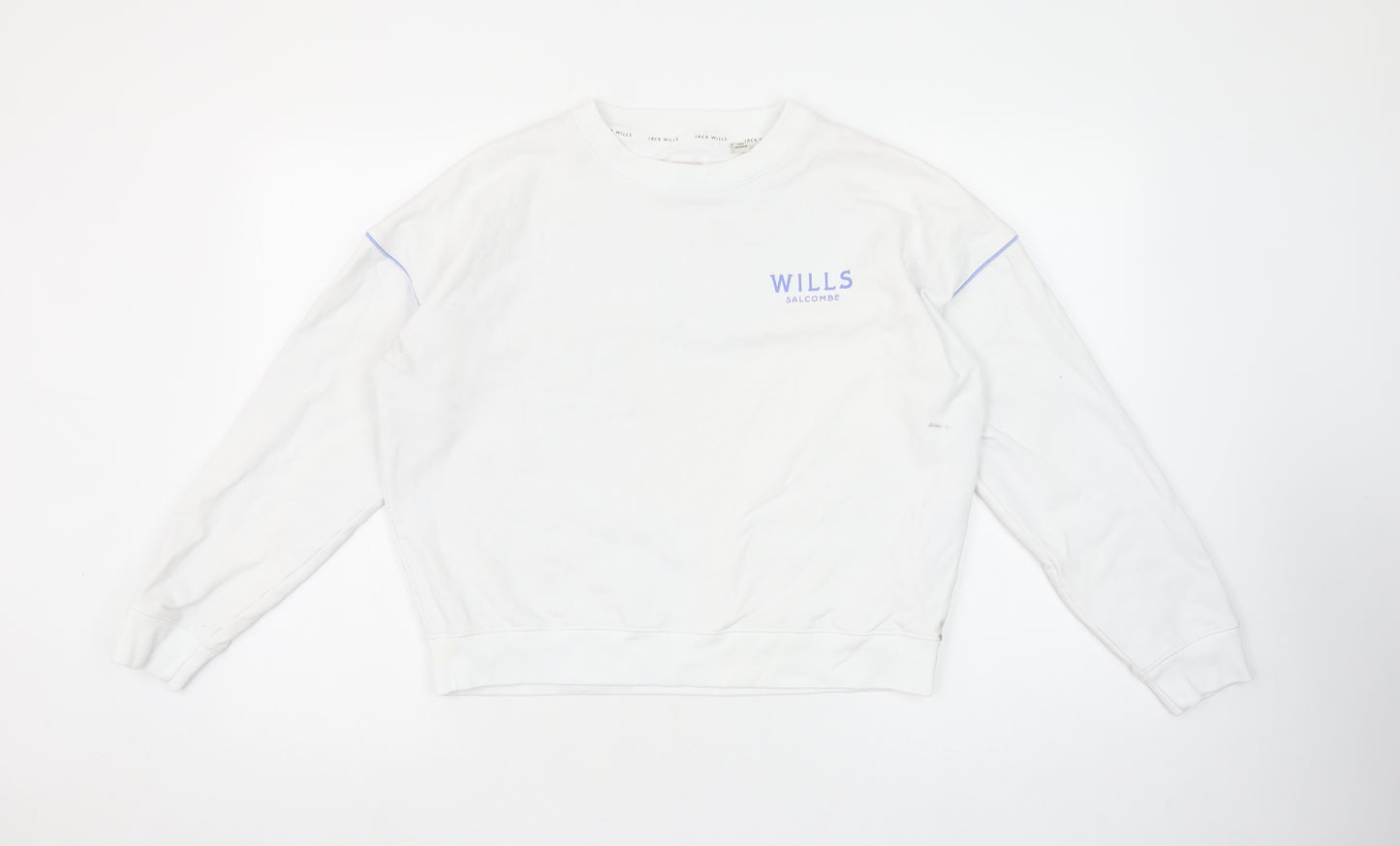 Jack Wills Women's White Crew Neck Pullover Sweatshirt UK 10