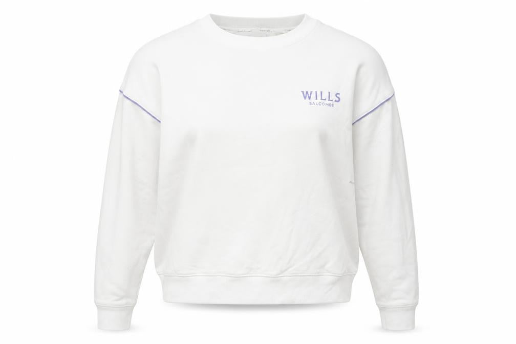Front view of Jack Wills Women's White Crew Neck Pullover Sweatshirt UK 10