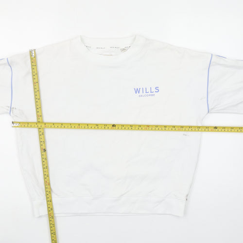 Jack Wills Women's White Crew Neck Pullover Sweatshirt UK 10