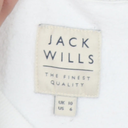 Jack Wills Women's White Crew Neck Pullover Sweatshirt UK 10