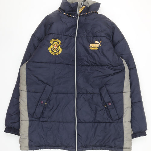 Puma Men’s Blue XL Puffer Jacket Winter Nylon Full Zip Logo Coat