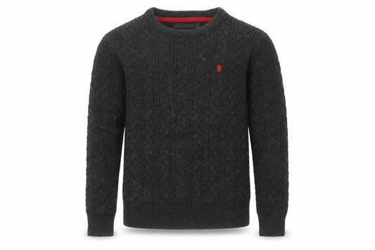 French Connection Boys Black Cable-Knit Jumper 11-12 Years Wool Blend