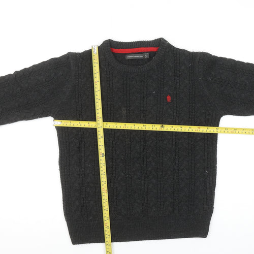 French Connection Boys Black Cable-Knit Jumper 11-12 Years Wool Blend