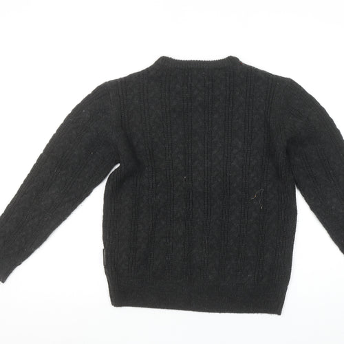 French Connection Boys Black Cable-Knit Jumper 11-12 Years Wool Blend
