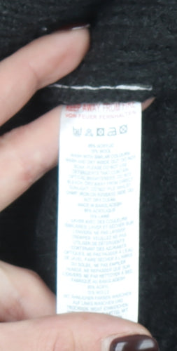 French Connection Boys Black Cable-Knit Jumper 11-12 Years Wool Blend