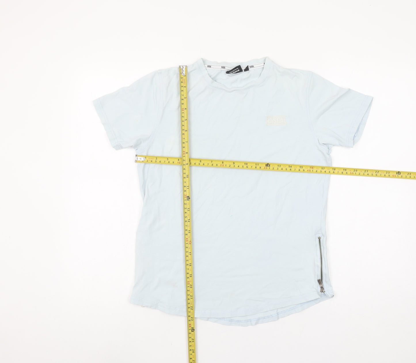 Rascal Boys Blue XL Short Sleeve Slim Fit Cotton Blend T-Shirt with Zip Detail