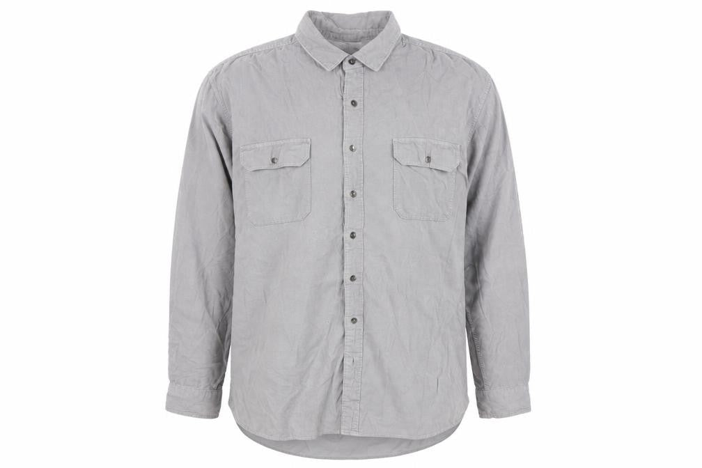 Front view of APT.9 Men’s Grey XL Slim Fit Long Sleeve Button-Up Shirt