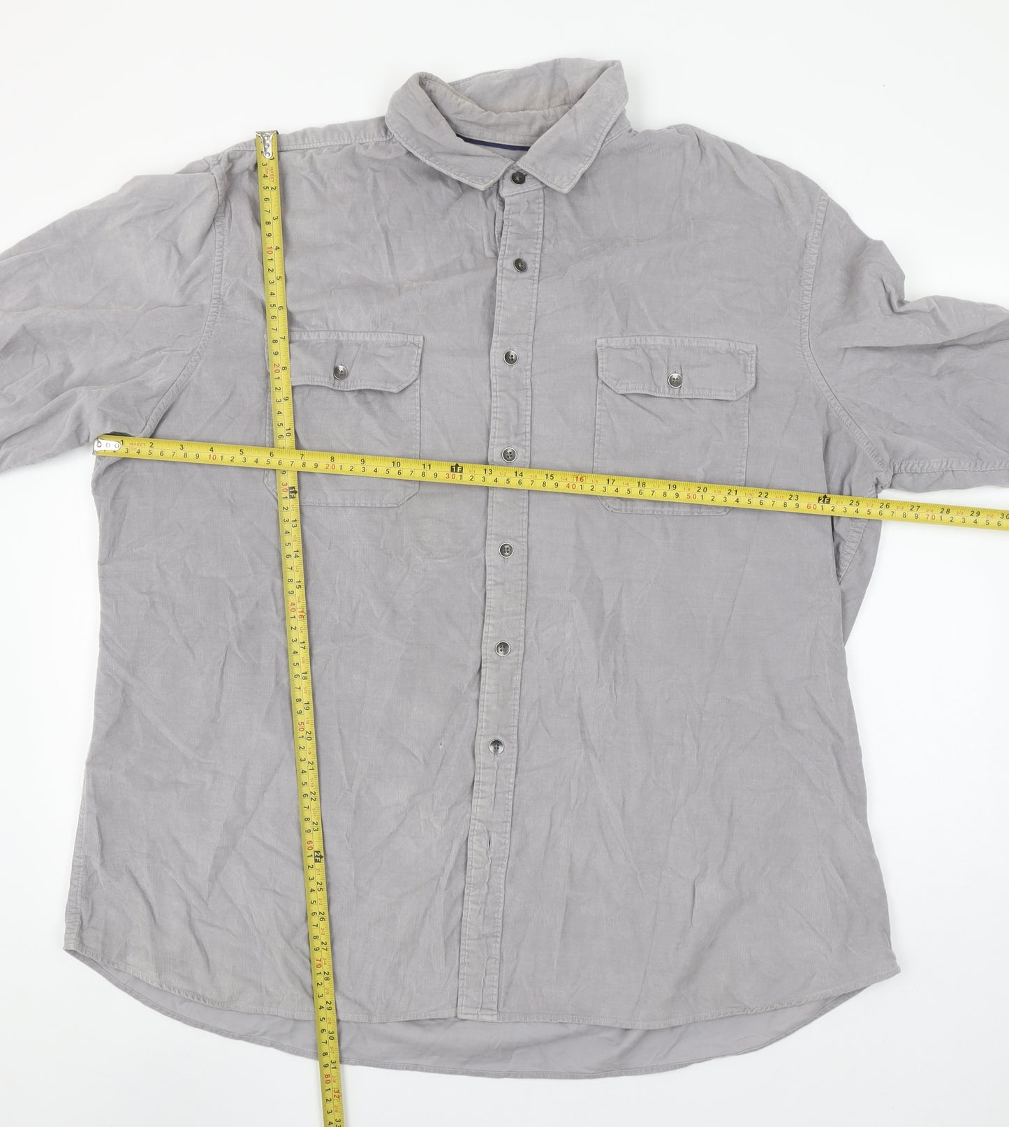 APT.9 Men’s Grey XL Slim Fit Long Sleeve Button-Up Shirt