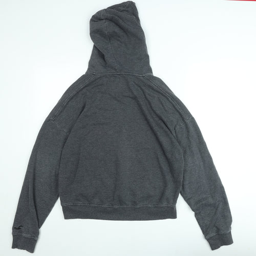 Hollister Womens Grey Pullover Hoodie Small Logo Graphic Casual