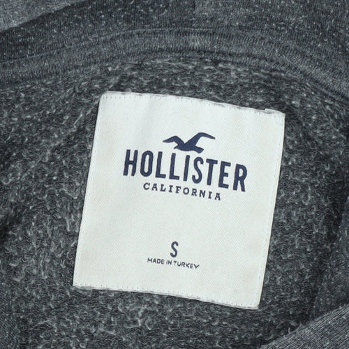 Hollister Womens Grey Pullover Hoodie Small Logo Graphic Casual