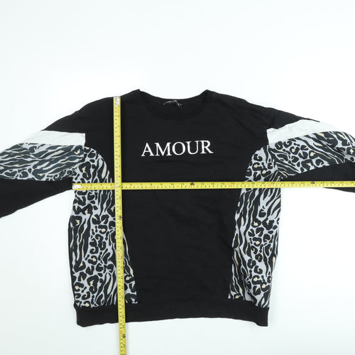 Select Women Black Animal Print Amour Pullover Sweatshirt Size L