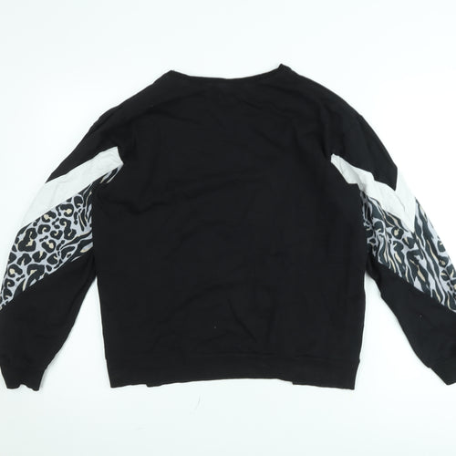 Select Women Black Animal Print Amour Pullover Sweatshirt Size L