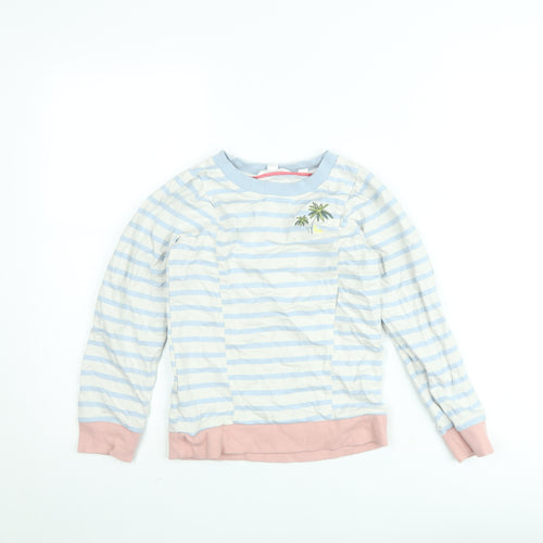 White Stuff Girls Blue Striped Pullover Sweatshirt Age 7-8 Years