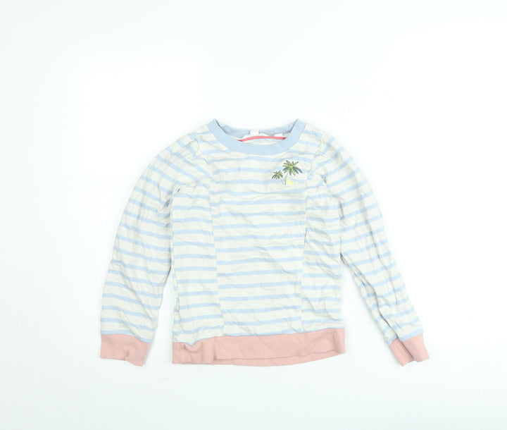 White Stuff Girls Blue Striped Pullover Sweatshirt Age 7-8 Years
