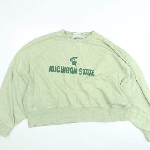 MSU Michigan State University Womens Green L Sweatshirt Crew Neck Pullover