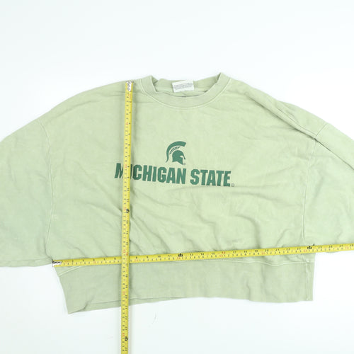 MSU Michigan State University Womens Green L Sweatshirt Crew Neck Pullover