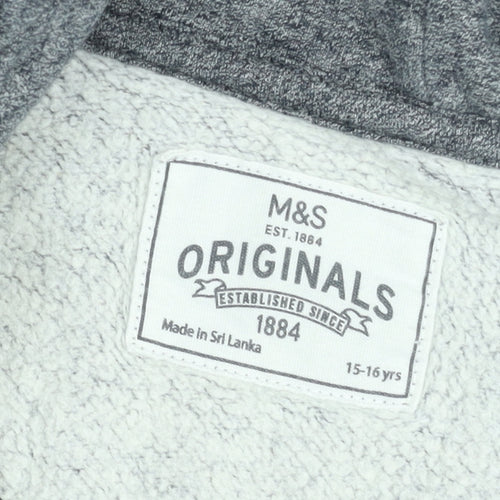 Marks and Spencer Teens Grey Full Zip Hoodie Fleece Lined XS