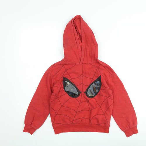 H&M Boys Red Marvel Superhero Hoodie 6-8 Years Pullover Fleece Sweatshirt
