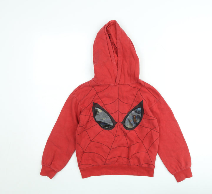 H&M Boys Red Marvel Superhero Hoodie 6-8 Years Pullover Fleece Sweatshirt