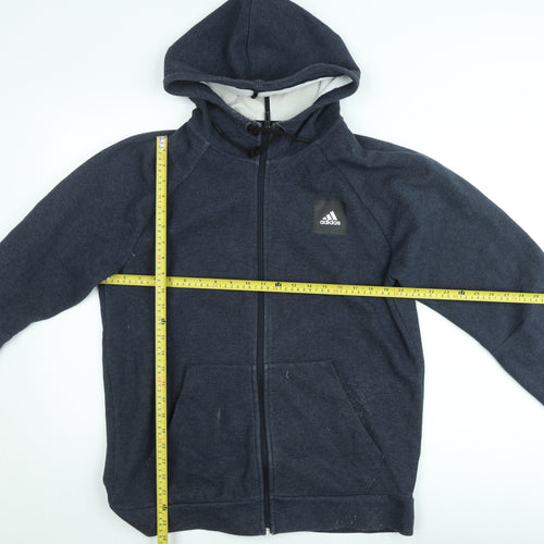 Adidas Men’s Blue Full Zip Hoodie L Sports Jersey Cotton Blend