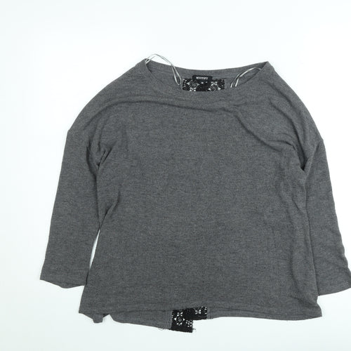 Mystify Women’s Grey Lace Back 3/4 Sleeve Jersey Top Size M