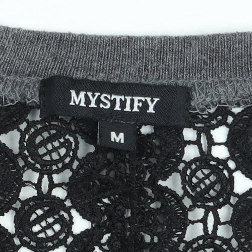 Mystify Women’s Grey Lace Back 3/4 Sleeve Jersey Top Size M