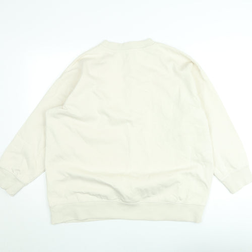 H&M Women Beige Graphic Pullover Sweatshirt Size 12 - Le Marais Paris Print