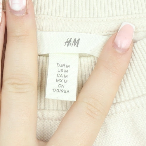 H&M Women Beige Graphic Pullover Sweatshirt Size 12 - Le Marais Paris Print