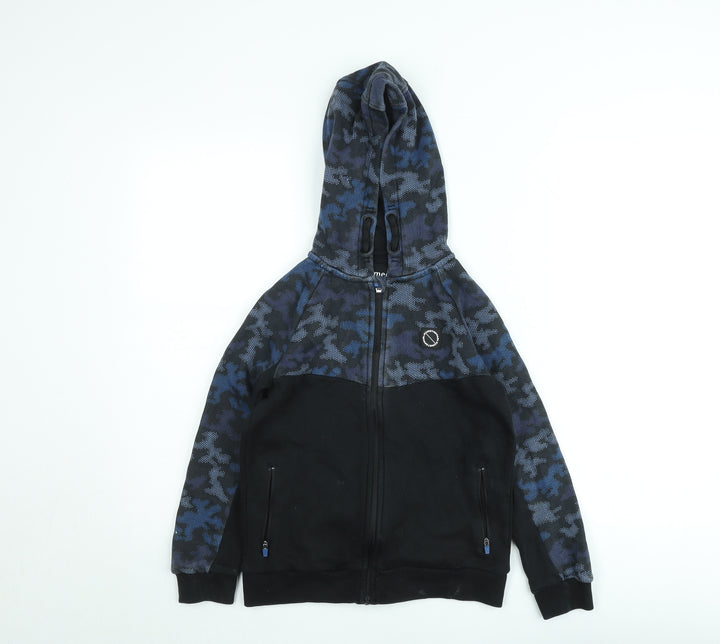 Nutmeg Boys Black Camouflage Full Zip Hoodie 9-10 Years Fleece Hooded Sweatshirt