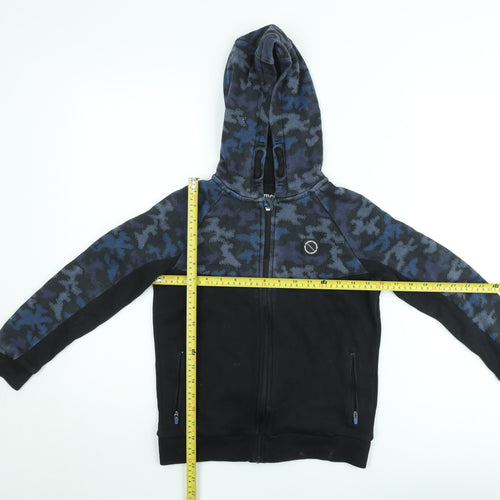 Nutmeg Boys Black Camouflage Full Zip Hoodie 9-10 Years Fleece Hooded Sweatshirt