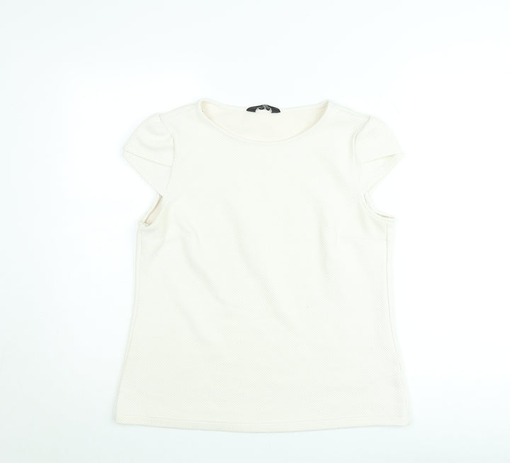 Dorothy Perkins Women’s Ivory Short Sleeve Stretch T-Shirt Size 14