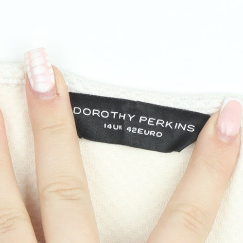 Dorothy Perkins Women’s Ivory Short Sleeve Stretch T-Shirt Size 14