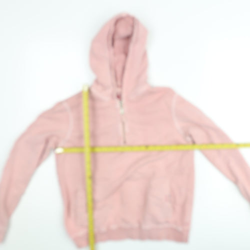 Fat Face Women Pink 1/4 Zip Hoodie Cotton Relaxed Fit Size M