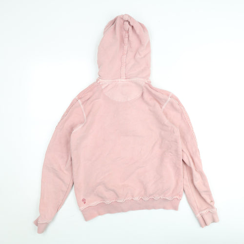 Fat Face Women Pink 1/4 Zip Hoodie Cotton Relaxed Fit Size M