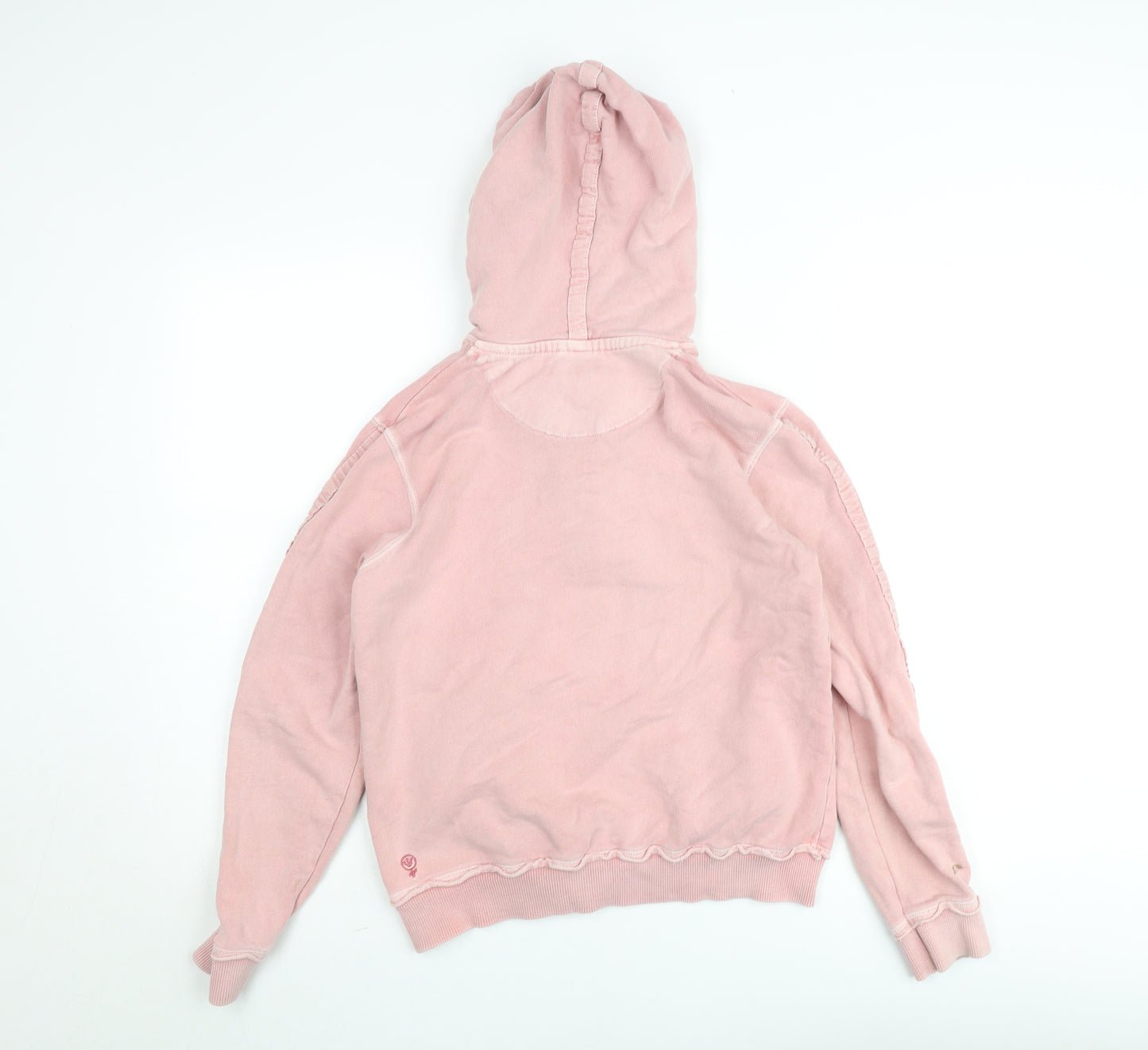Fat Face Women Pink 1/4 Zip Hoodie Cotton Relaxed Fit Size M