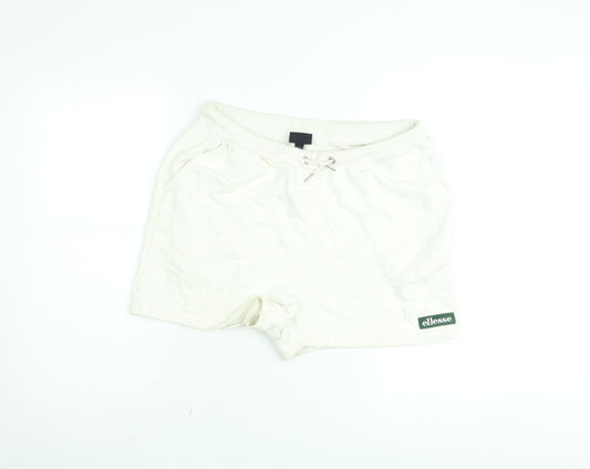 Ellesse Women Ivory Sweat Shorts UK 14 Casual Gym Style