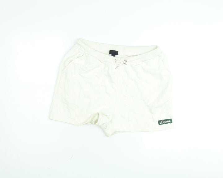 Ellesse Women Ivory Sweat Shorts UK 14 Casual Gym Style