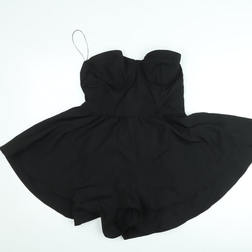 Boohoo Women's Black Strapless Bow-Back Playsuit Size 14