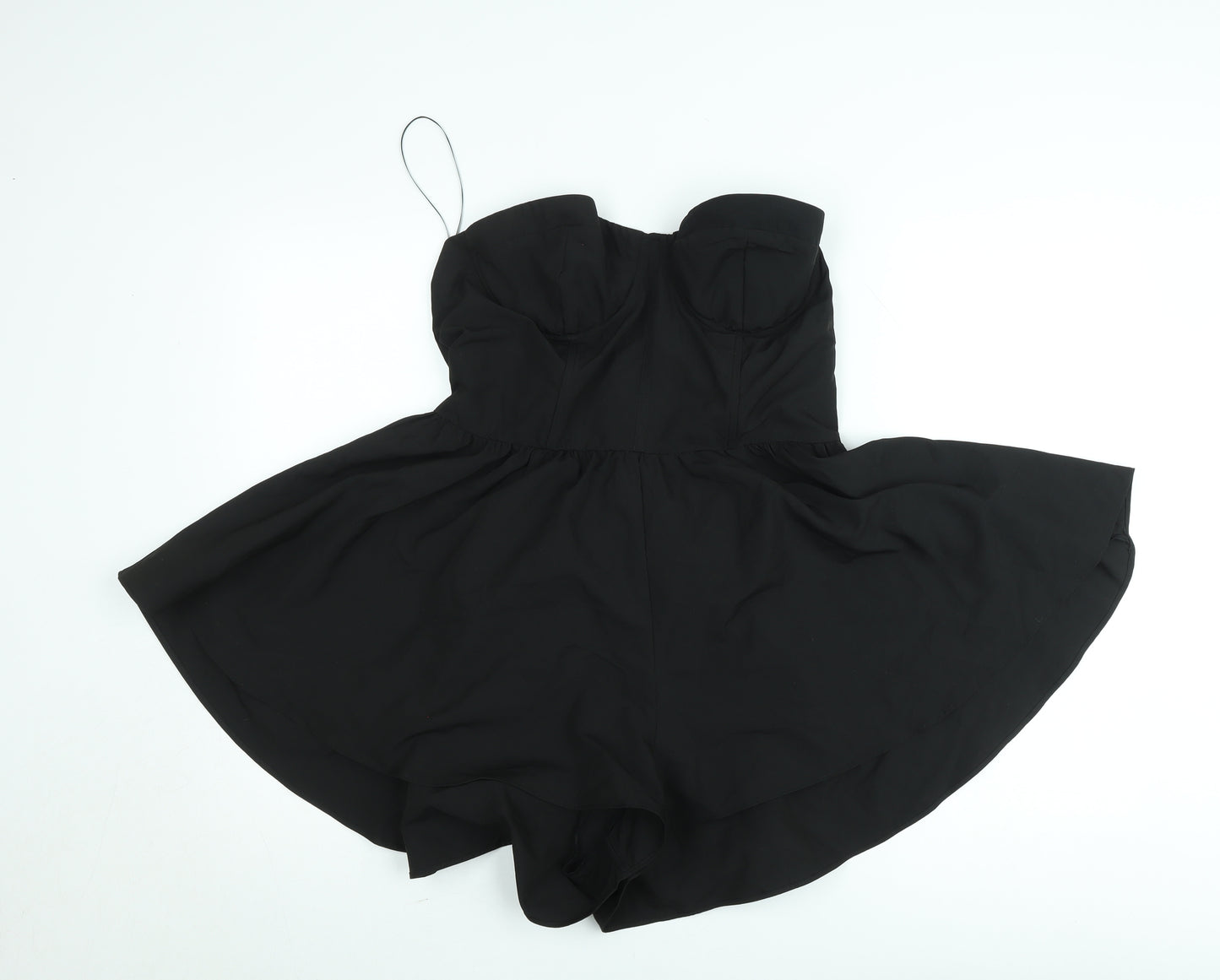 Boohoo Women's Black Strapless Bow-Back Playsuit Size 14