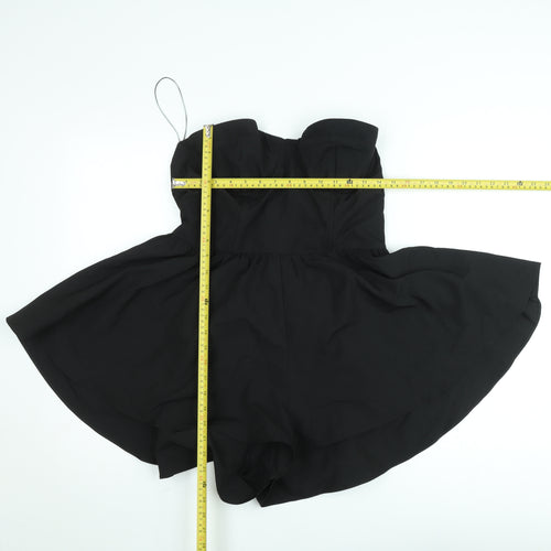 Boohoo Women's Black Strapless Bow-Back Playsuit Size 14