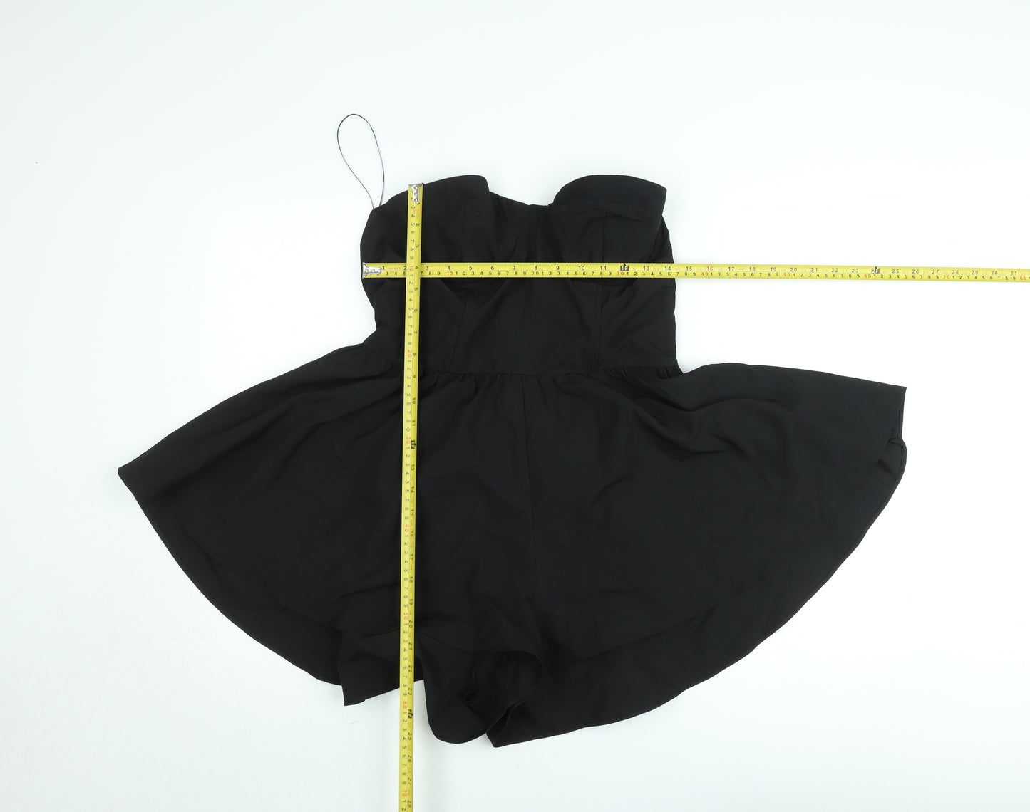 Boohoo Women's Black Strapless Bow-Back Playsuit Size 14