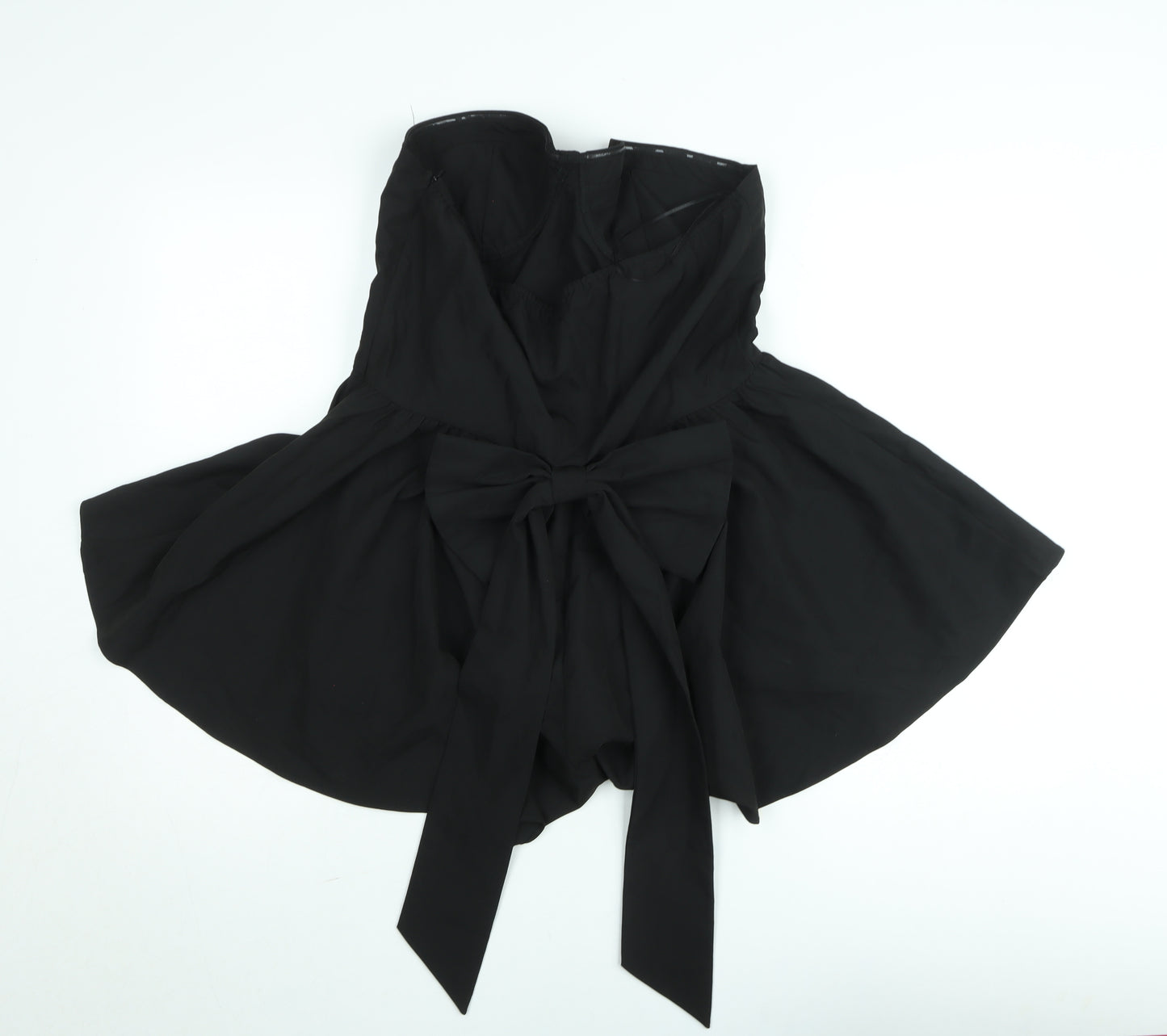 Boohoo Women's Black Strapless Bow-Back Playsuit Size 14