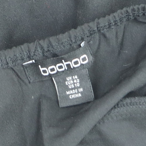 Boohoo Women's Black Strapless Bow-Back Playsuit Size 14