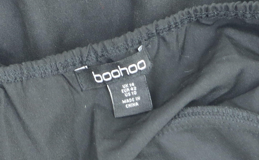 Boohoo Women's Black Strapless Bow-Back Playsuit Size 14